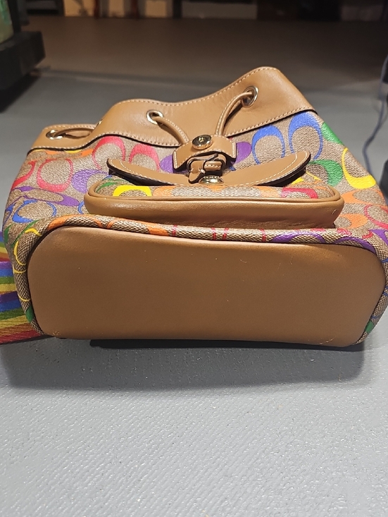 Coach EUC C4097 Pennie Backpack 22 In Rainbow Signature Canvas & Smooth Leather main image 8